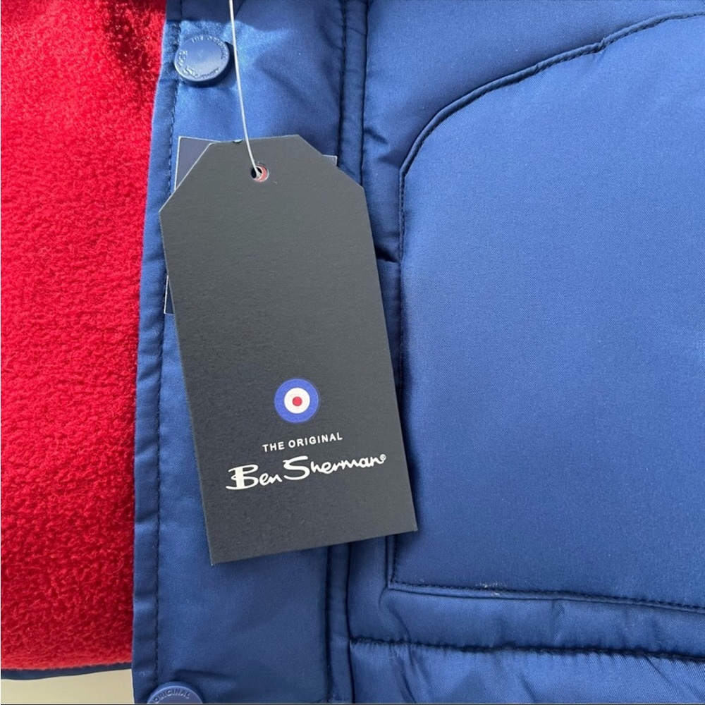 Ben Sherman Toddler Blue & Red Puffer Coat with Hood, 18M - Picture 6 of 11